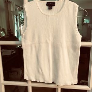 White sleeveless sweater